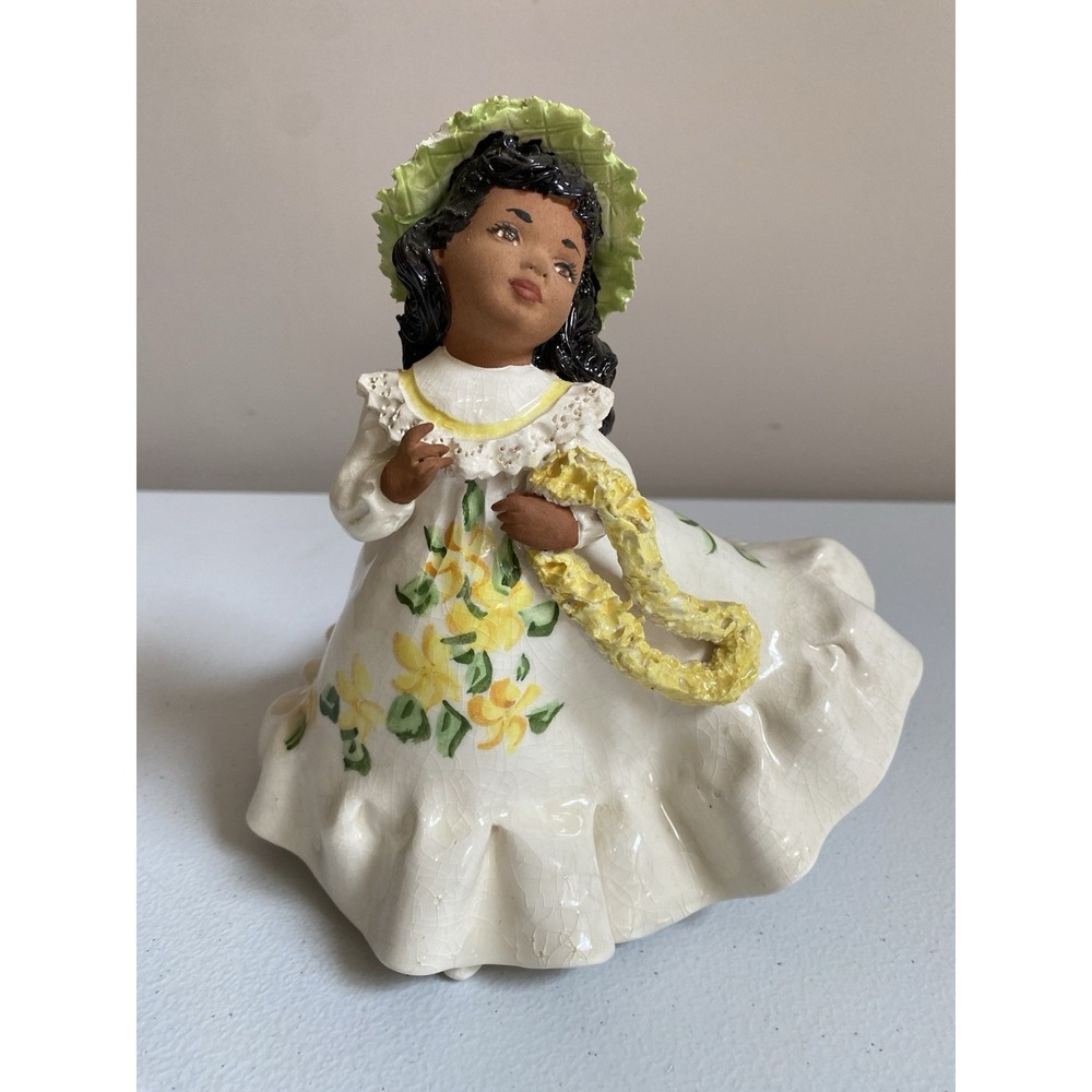 RARE Vtg Hawaiian Julene Mechler Honolulu Ceramic 7.5" Female Keiki Hula Dancer
